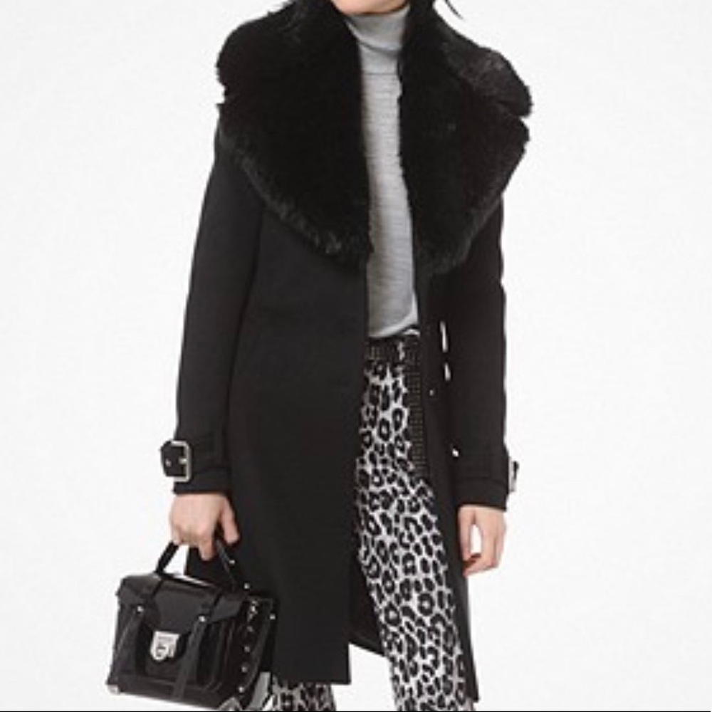 Michael Kors Faux- fur collar wool coat, size 4